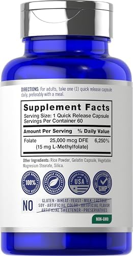 Carlyle L Methylfolato 15mg | 60 Cápsulas | Máxima Potencia | Optimizado y Activado | Sin OGM, Libre de Gluten | Methyl Folate, 5-MTHF | por - imagen 2