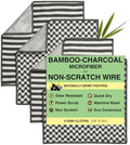 Paquete de 4 Paños de Cocina Severn. Trapos para Lavar Platos Resistentes a Olores con Lado de Estropajo Sin Rayar. Microfibra de Bambú y Carbón para - imagen 1