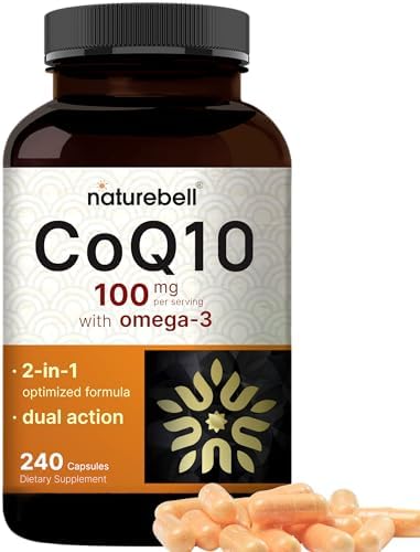 NatureBell CoQ10 100mg con Omega 3, 240 Cápsulas | Alta Absorción – Soporte Antioxidante para la Salud del Corazón y Energía – Suplemento Extra - imagen 1