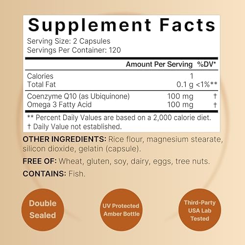 NatureBell CoQ10 100mg con Omega 3, 240 Cápsulas | Alta Absorción – Soporte Antioxidante para la Salud del Corazón y Energía – Suplemento Extra - imagen 2
