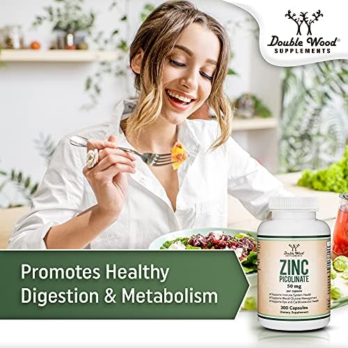 Zinc Picolinato 50mg, 300 Cápsulas (Soporte Inmunológico) Sin OGM, Libre de Gluten (Suministro para 300 Días) de Double Wood Supplements - imagen 7