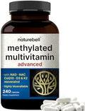 Multivitamínico Metilado para Hombres y Mujeres, 240 Cápsulas | Fórmula 27 en 1 con Vitaminas B, C, D3, K2, NAD, NAC, CoQ10, Resveratrol, Magnesio, - imagen 1