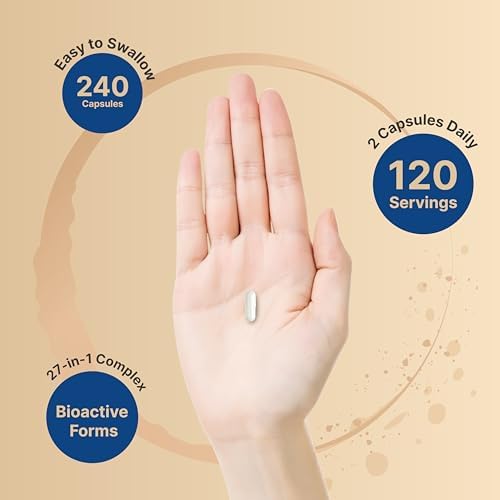 Multivitamínico Metilado para Hombres y Mujeres, 240 Cápsulas | Fórmula 27 en 1 con Vitaminas B, C, D3, K2, NAD, NAC, CoQ10, Resveratrol, Magnesio, - imagen 4