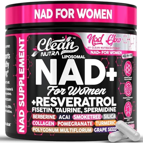 Suplemento de NAD+ Resveratrol para Mujeres con Turmeric, Vitamina C, Acai, Granada, Colágeno, Fisetina y Berberina - 90 Cápsulas Clean Nutra - imagen 1