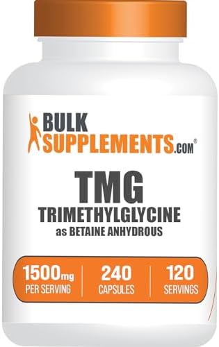 Cápsulas de TMG BulkSupplements.com - Trimetilglicina como Betaína Anhidra, Suplemento TMG, Sin Gluten, 2 Cápsulas por Porción (1500mg), 240 - imagen 1