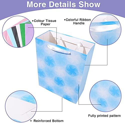 Paquete de 12 Bolsas de Regalo de Tamaños y Diseños Variados, Bolsas de Regalo al por Mayor con Papel de Seda (5 Medianas 20 cm, 4 Grandes 28 cm, 3 - imagen 6