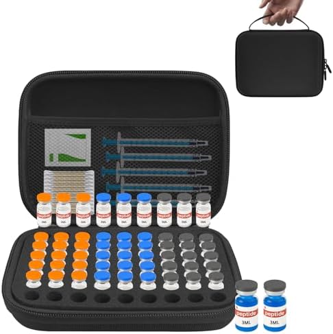 Estuche para Péptidos de 3ML – Organizador de 63 Ranuras con Bolsa de Malla, Compatible con Botellas de 3ml, Estuche de Almacenamiento para - imagen 1