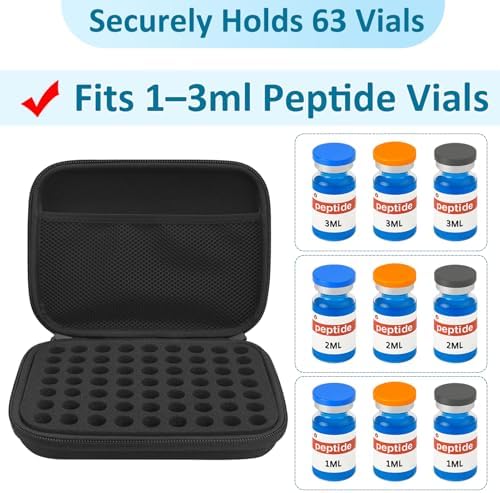Estuche para Péptidos de 3ML – Organizador de 63 Ranuras con Bolsa de Malla, Compatible con Botellas de 3ml, Estuche de Almacenamiento para - imagen 3