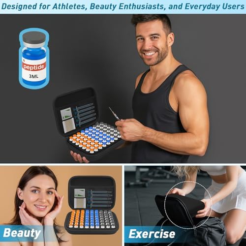 Estuche para Péptidos de 3ML – Organizador de 63 Ranuras con Bolsa de Malla, Compatible con Botellas de 3ml, Estuche de Almacenamiento para - imagen 7