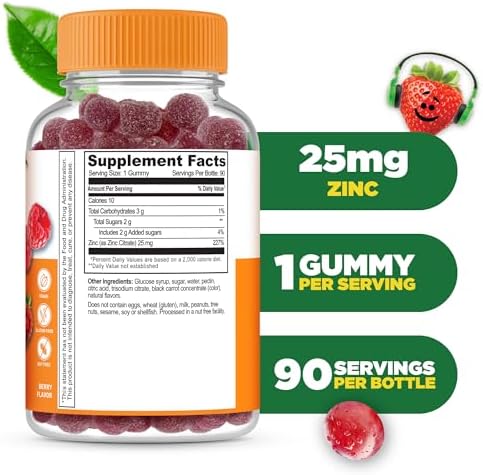 Lifeable Zinc para Niños | 25mg | Gomas de Zinc con Sabor Natural | Suplementos Vegetarianos Sin Gluten y No Transgénicos | Apoyo Inmunológico | 90 - imagen 2