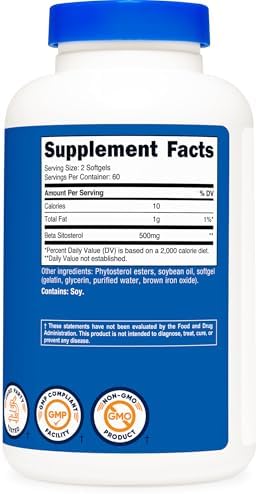 Nutricost Beta Sitosterol 120 Softgels, 500mg - Suplemento No GMO, Libre de Gluten, 60 Porciones - imagen 5