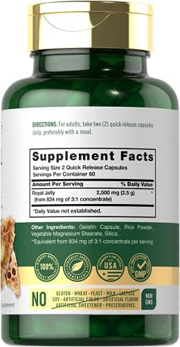 Suplemento de Jalea Real Carlyle | 120 Cápsulas | Fórmula Herbal Tradicional | Sin OGM y Libre de Gluten - imagen 2