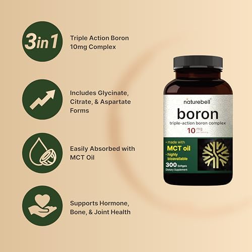 Boro 10mg, 300 Softgels con Aceite MCT | Alta Absorción | Suplemento de Boro Triple Acción para Hombres y Mujeres | Complejo de Glicinato, Citrato y - imagen 3