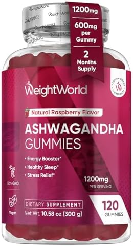 Gomitas de Ashwagandha WeightWorld para Alivio del Estrés, Sueño Saludable y Energía | 120 Unidades (Suministro de 2 Meses) | Suplementos Veganos, - imagen 1