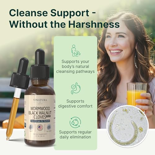 VINATURA Extracto de Ajenjo, Nogal Negro y Clavos - Limpieza y Desintoxicación con Hoja de Papaya y Semilla de Calabaza - Suplemento de 2 fl oz - imagen 3