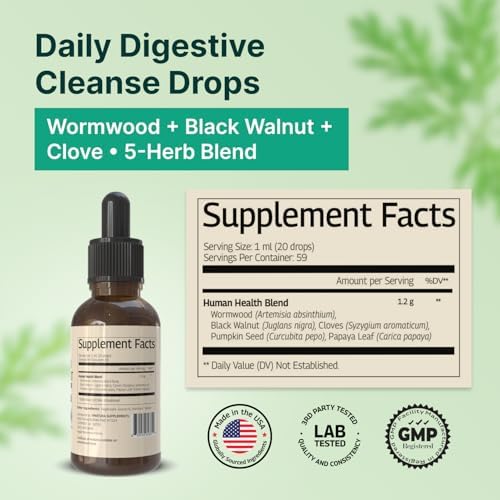 VINATURA Extracto de Ajenjo, Nogal Negro y Clavos - Limpieza y Desintoxicación con Hoja de Papaya y Semilla de Calabaza - Suplemento de 2 fl oz - imagen 4