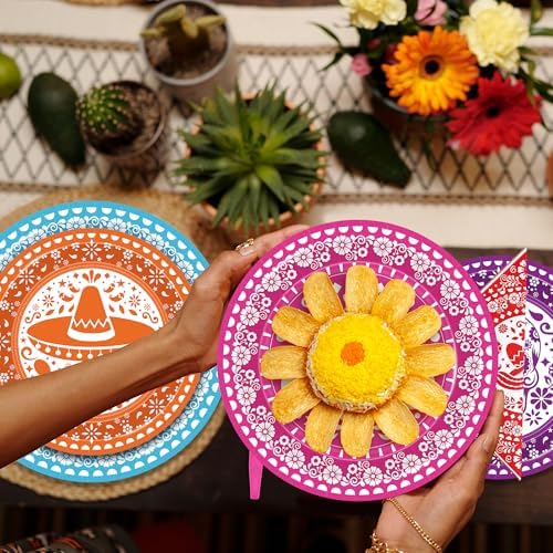 Juego de 96 Piezas de Decoraciones para Cinco de Mayo, Platos y Servilletas Desechables Coloridos para Fiesta, Utensilios de Papel para Cumpleaños y - imagen 5
