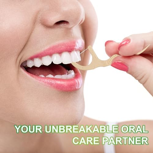 Hilo Dental Biodegradable 200 Piezas, Palillos de Dientes Ecológicos Veganos, Resistente al Desgarro, Con Mango Ancho, Sabor Menta - imagen 5