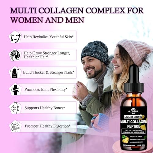 Gotas Líquidas de Colágeno Múltiple para Hombres y Mujeres - Tipo I, II, III, V, X | Colágeno Hidrolizado con Ácido Hialurónico, Biotina y Vitamina C - imagen 3