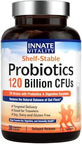 Probioticos Innate Vitality 120 Mil Millones CFUs para Hombres y Mujeres, 34 Cepas con Prebióticos y Enzimas Digestivas, Salud Inmunológica y - imagen 1