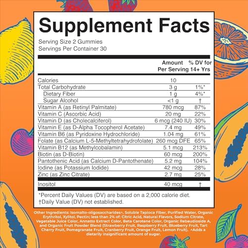 Multivitamínico MaryRuth Organics para Mujeres y Hombres | Gummy Sin Azúcar | 60 Unidades | Vitaminas C, D, E, B, Biotina y Zinc | Vegano y Sin Gluten - imagen 2