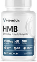 Bucked Up HMB (Beta-Hidroxibeta-Metilbutirato) 1500mg por Porción, Esenciales (60 Porciones, 180 Cápsulas) - imagen 1