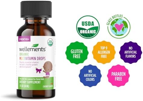 Wellements Gotas Orgánicas de Multivitaminas para Bebés (30 ml) - Sabor Cereza, Vitaminas Líquidas para Infantes y Niños Pequeños (2 Meses+) - Apoyo - imagen 7