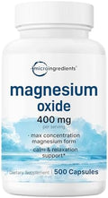 Óxido de Magnesio 400mg, 500 Cápsulas | Fórmula Elemental para Máxima Concentración | Apoya la Calma, Salud Muscular y Nerviosa | Sin OGM - imagen 1