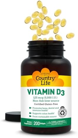 Country Life Vitamina D3 5000 IU para la Salud Inmunológica y Ósea, Absorción de Calcio y Salud del Colon - Fuente Sostenible de Lanolina, Disponible - imagen 8