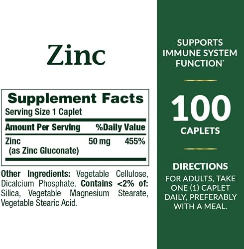 Caplets de Zinc 50 mg de Nature's Bounty, Sin Sabor, 100 Unidades, Paquete de 2 - imagen 2