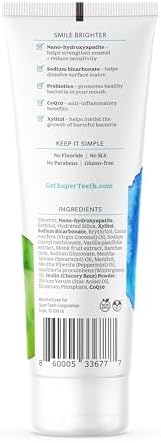 Pasta Dental SuperTeeth Blanqueadora con Nano Hidroxiapatita, Sin Flúor, con Xilitol, Refresca el Aliento, Combate Caries y Elimina Placa, Sabor Menta - imagen 2