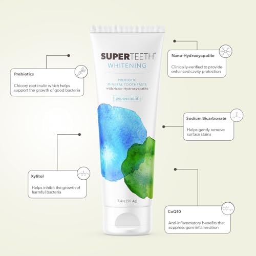 Pasta Dental SuperTeeth Blanqueadora con Nano Hidroxiapatita, Sin Flúor, con Xilitol, Refresca el Aliento, Combate Caries y Elimina Placa, Sabor Menta - imagen 5