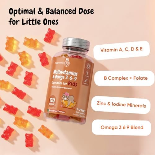 Gomitas Multivitamínicas para Niños Maxmedix con Omega 3, 6 y 9 | 20 Vitaminas Esenciales, Sabor Frambuesa y Naranja, 120 Unidades, Suministro de 2 - imagen 2