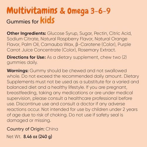 Gomitas Multivitamínicas para Niños Maxmedix con Omega 3, 6 y 9 | 20 Vitaminas Esenciales, Sabor Frambuesa y Naranja, 120 Unidades, Suministro de 2 - imagen 6