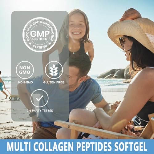 Collagen Peptides Softgels, Multi Collagen Peptide w/ Glucosamine Chondroitin MSM Biotin, Hydrolyzed Collagen Peptides Complex for Women Supports Skin - imagen 6