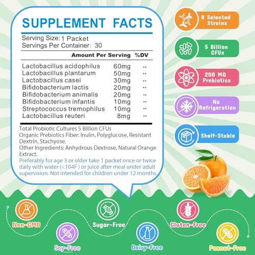 ZEBORA Polvo Probioticos y Prebioticos para Niños de 3 Años en Adelante, Apoya Digestión e Inmunidad, Alivio de Estreñimiento, 30 Paquetes, 5 Mil - imagen 2