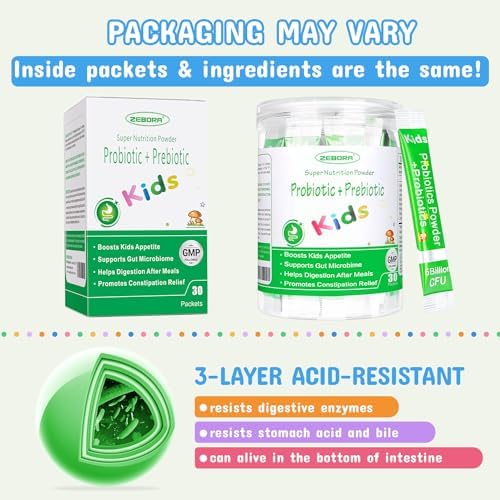 ZEBORA Polvo Probioticos y Prebioticos para Niños de 3 Años en Adelante, Apoya Digestión e Inmunidad, Alivio de Estreñimiento, 30 Paquetes, 5 Mil - imagen 4
