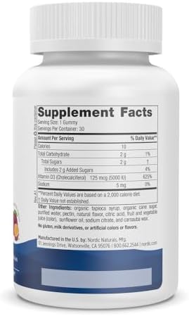 Gomitas de Vitamina D3 5000 de Nordic Naturals, Fruta de la Pasión - 30 Gomitas - Apoyo para Huesos, Ánimo y Sistema Inmunológico - Vegetariano - No - imagen 2