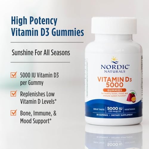 Gomitas de Vitamina D3 5000 de Nordic Naturals, Fruta de la Pasión - 30 Gomitas - Apoyo para Huesos, Ánimo y Sistema Inmunológico - Vegetariano - No - imagen 3