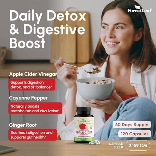 Cápsulas de Vinagre de Sidra de Manzana Orgánico USDA con Madre, 1200 mg | Veganas y No OGM | Pastillas de Vinagre de Sidra con Pimienta de Cayena y - imagen 4
