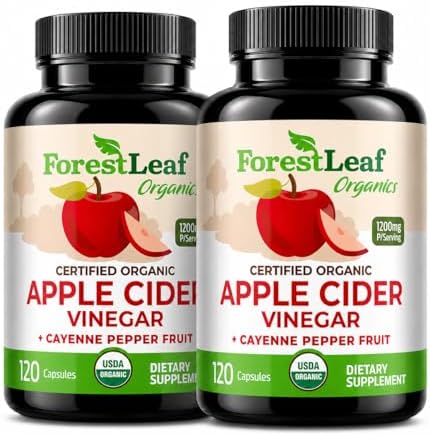 Cápsulas de Vinagre de Sidra de Manzana Orgánico USDA con Madre, 1200 mg | Veganas y No OGM | Pastillas de Vinagre de Sidra con Pimienta de Cayena y - imagen 8