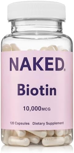 NAKED Biotina 10,000mcg - Suplemento de Vitamina B7 para Cabello, Piel y Uñas - Sin OGM, Sin Gluten, Vegano - 120 Cápsulas - imagen 1