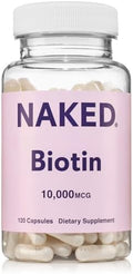 NAKED Biotina 10,000mcg - Suplemento de Vitamina B7 para Cabello, Piel y Uñas - Sin OGM, Sin Gluten, Vegano - 120 Cápsulas - imagen 1