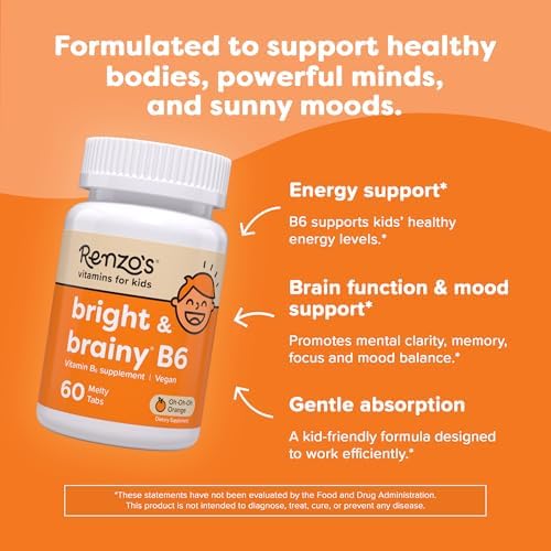 Vitaminas B6 Renzo's para Niños, 60 Tabletas Melty Sin Azúcar, Sabor Naranja Oh Oh Oh - imagen 3