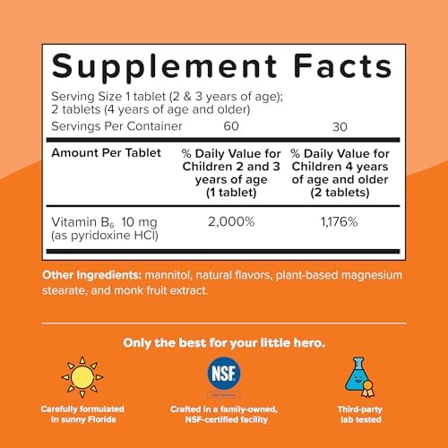 Vitaminas B6 Renzo's para Niños, 60 Tabletas Melty Sin Azúcar, Sabor Naranja Oh Oh Oh - imagen 6