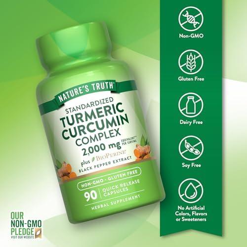 Suplemento de Cápsulas de Cúrcuma Curcumina de Nature's Truth | 95% Curcuminoides Estandarizados y Bioperina | 90 Cápsulas | Sin OGM y Sin Gluten - imagen 3