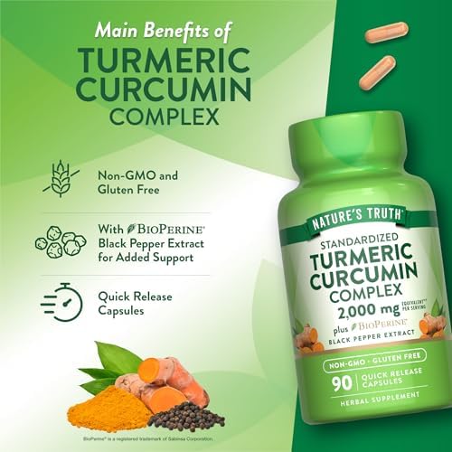 Suplemento de Cápsulas de Cúrcuma Curcumina de Nature's Truth | 95% Curcuminoides Estandarizados y Bioperina | 90 Cápsulas | Sin OGM y Sin Gluten - imagen 5