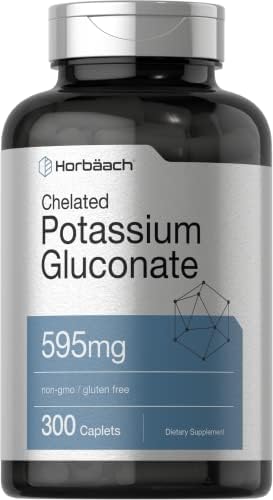 Suplemento de Gluconato de Potasio Quelado Horbäach | 595 mg | 300 Tabletas | Vegetariano, Sin OGM, Sin Gluten - imagen 1