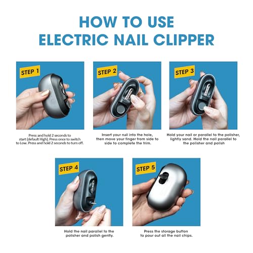 Cortadora de Uñas Eléctrica 3 en 1 2026 con Luz LED, Recortadora Automática, Pulido y Afilar, Recargable por USB-C, Control de Dos Velocidades para - imagen 3