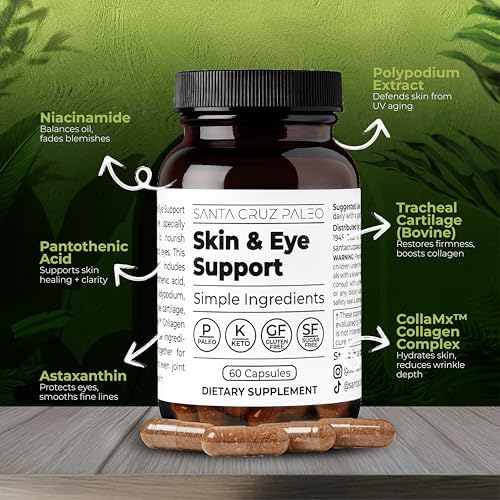 Cápsulas Santa Cruz Paleo para Piel y Ojos, Fórmula Diaria Simple, Ingredientes Limpios, Libre de Gluten, Amigable con Keto y Paleo, 60 Cápsulas - imagen 3